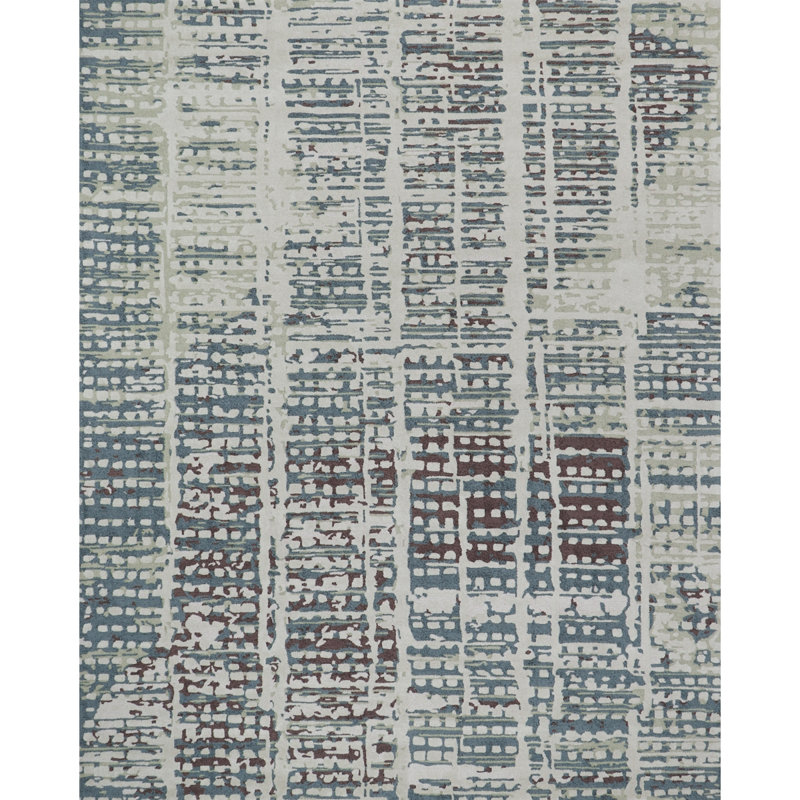 Minturn Hand-Tufted High Low Textured Indoor Rug Geometric Balsam Green, Rectangle 8' x 10'