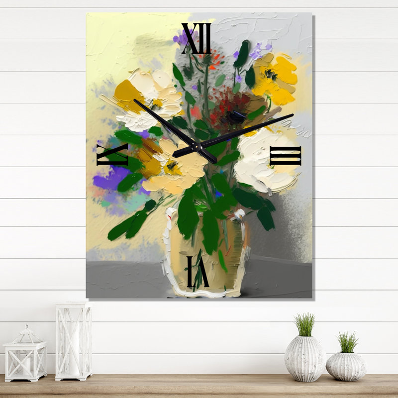 Jelyn - Horloge murale moderne florale, Moyen