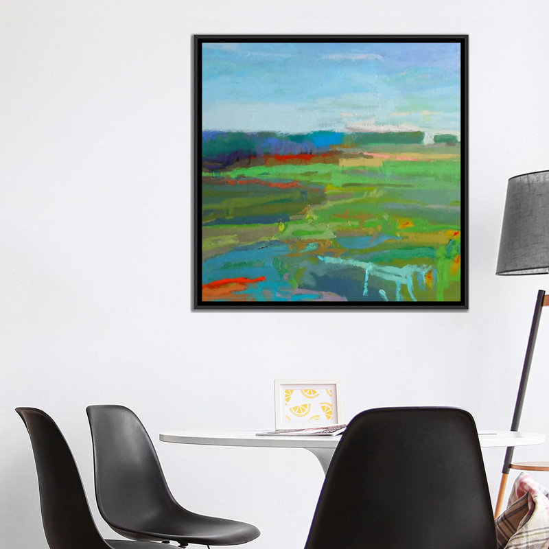 « vinalhaven v », reproduction sur toile, H 26 po x l 26 po x P 1,5 po, Toile avec cadre flottant noir, Pas de tapis