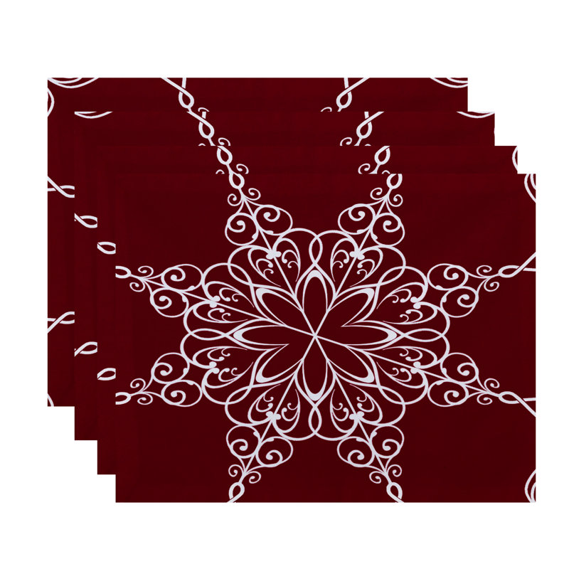 Polyester Geometric Rectangle Placemat, Cranberry