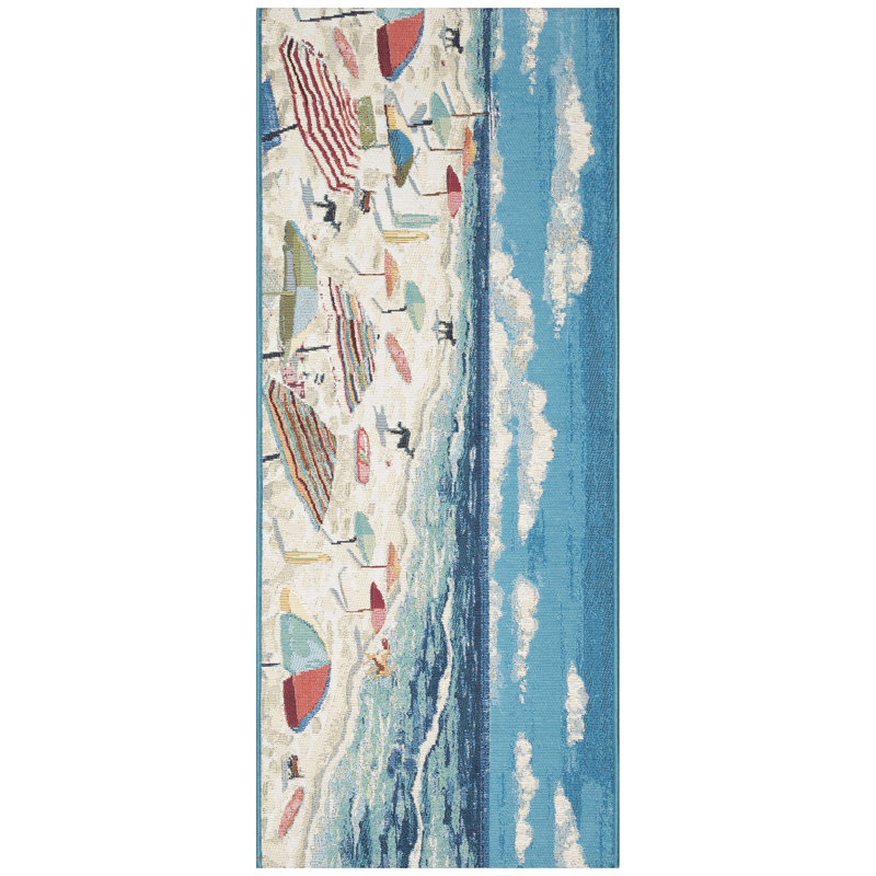 Radele Striped Polyester Non-Skid Kitchen Mat, Runner 1'11" x 4'11"