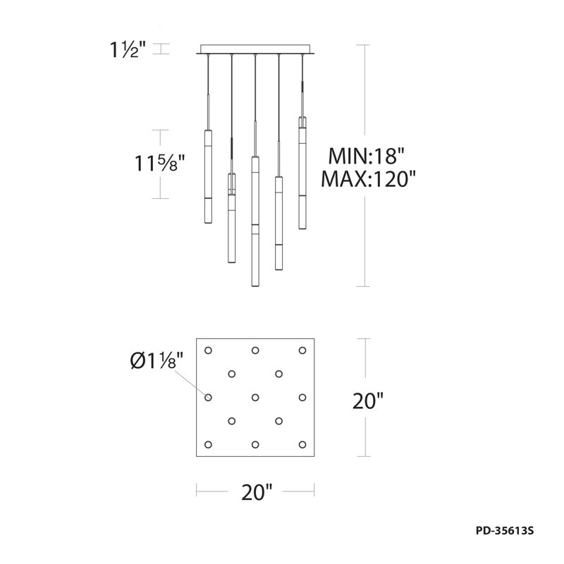 Magic LED Multi-Light Pendant, Polished Nickel