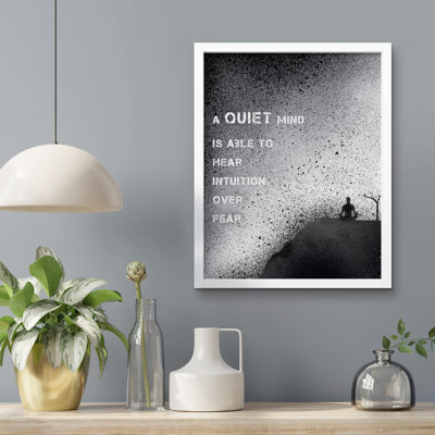 "Un médaillon Zen Yogaf relaxant, méditation montagneuse brume noire et blanche, décoration inspirante" sur papier