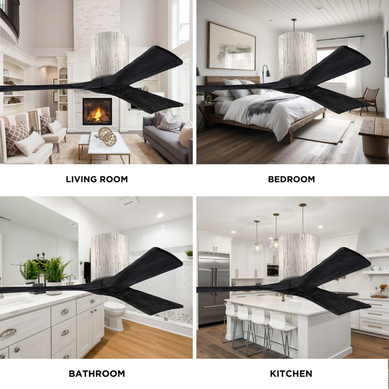 Irene Ceiling Fan, Barn Wood Tone, Matte Black, 60"