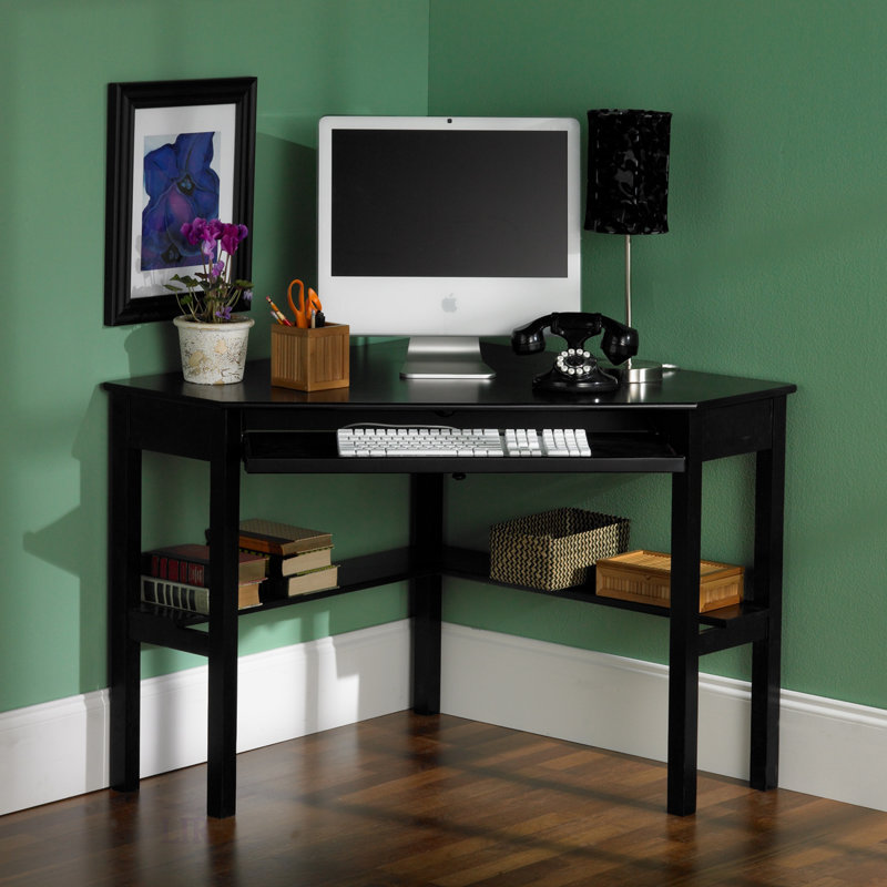 Bureau d'ordinateur de coin Wardboro - peu encombrant, élégant et fonctionnel avec des solutions de gestion des câbles et de rangement