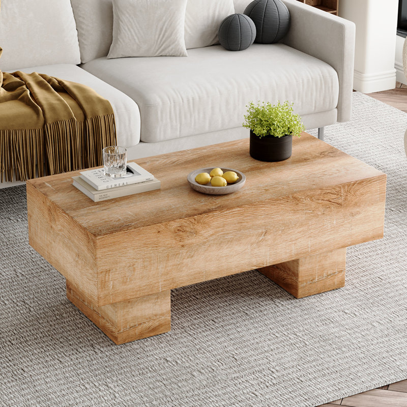 Table basse 43 po, Bois jaune clair