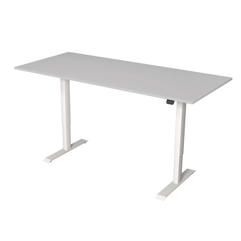 Fawcett Adjustable Height Steel Standing Desk, 72cm H x 180cm W x 80cm D, Light Grey