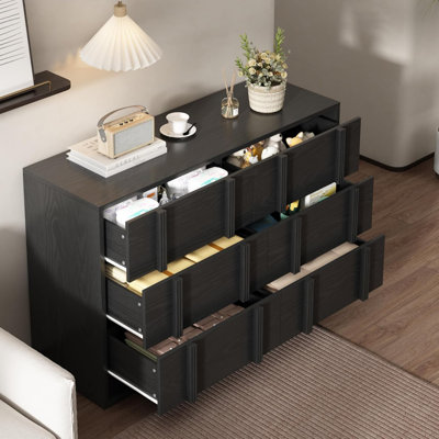 TV Stand, Wood TV Cabinet Console, Media Console with Elegant Pulls
