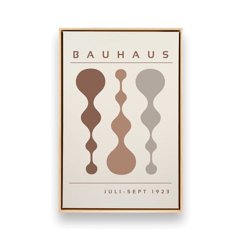 Affiche rétro Bauhaus II , H 12 po x l 8 po, Toile avec cadre flottant brun, Érable américain