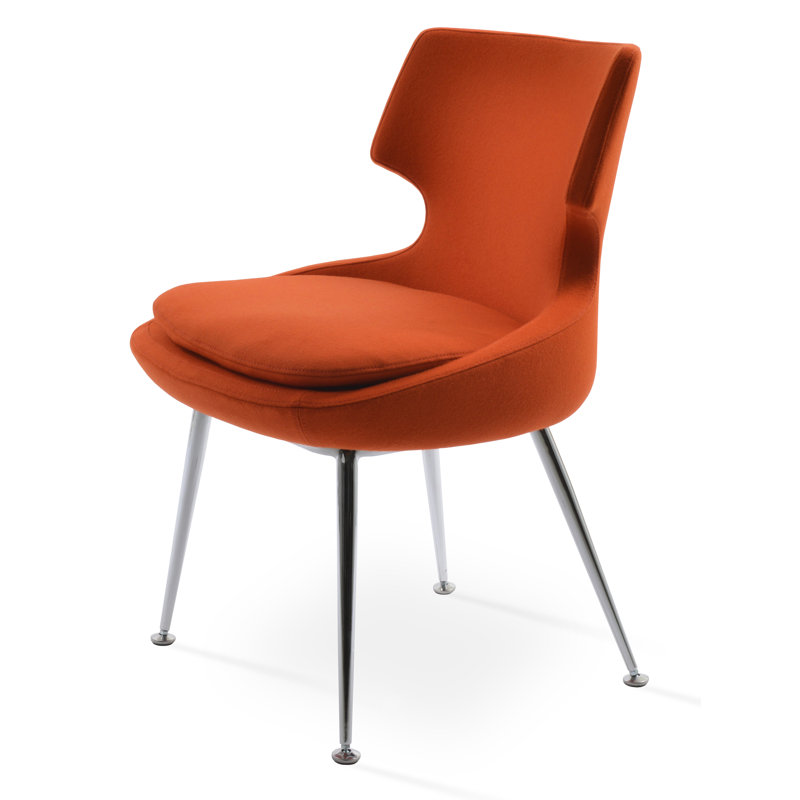 Chaise en métal Patara, Laine orange