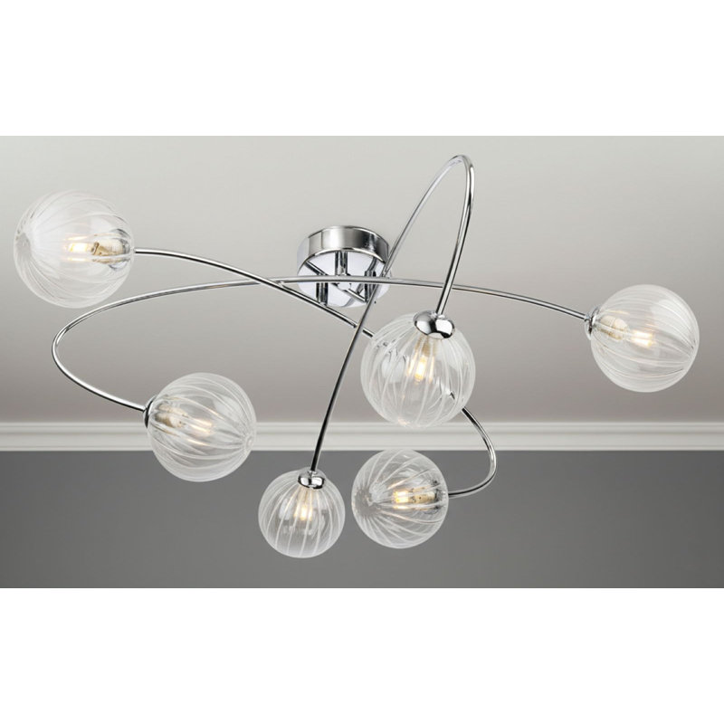 Glass Flush Mount, Chrome, 6
