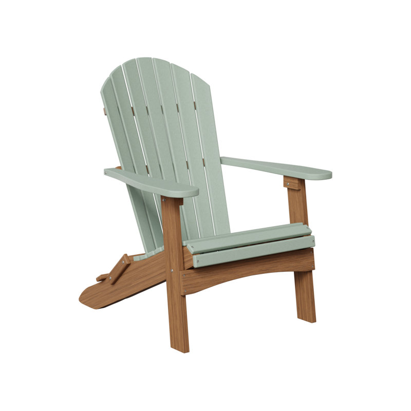 Berlin Gardens Comfo Back Folding Adirondack Chair, Seafoam/Antique Mahogany