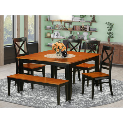 Teressa 6 - Piece Butterfly Leaf Rubberwood Solid Wood Dining Set