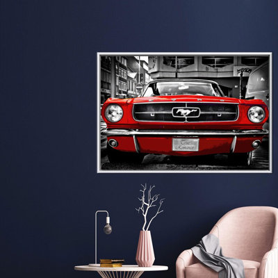 Ford Mustang Shelby Wall Art - Large Red Car Canvas for Home Decor & Wall Hanging