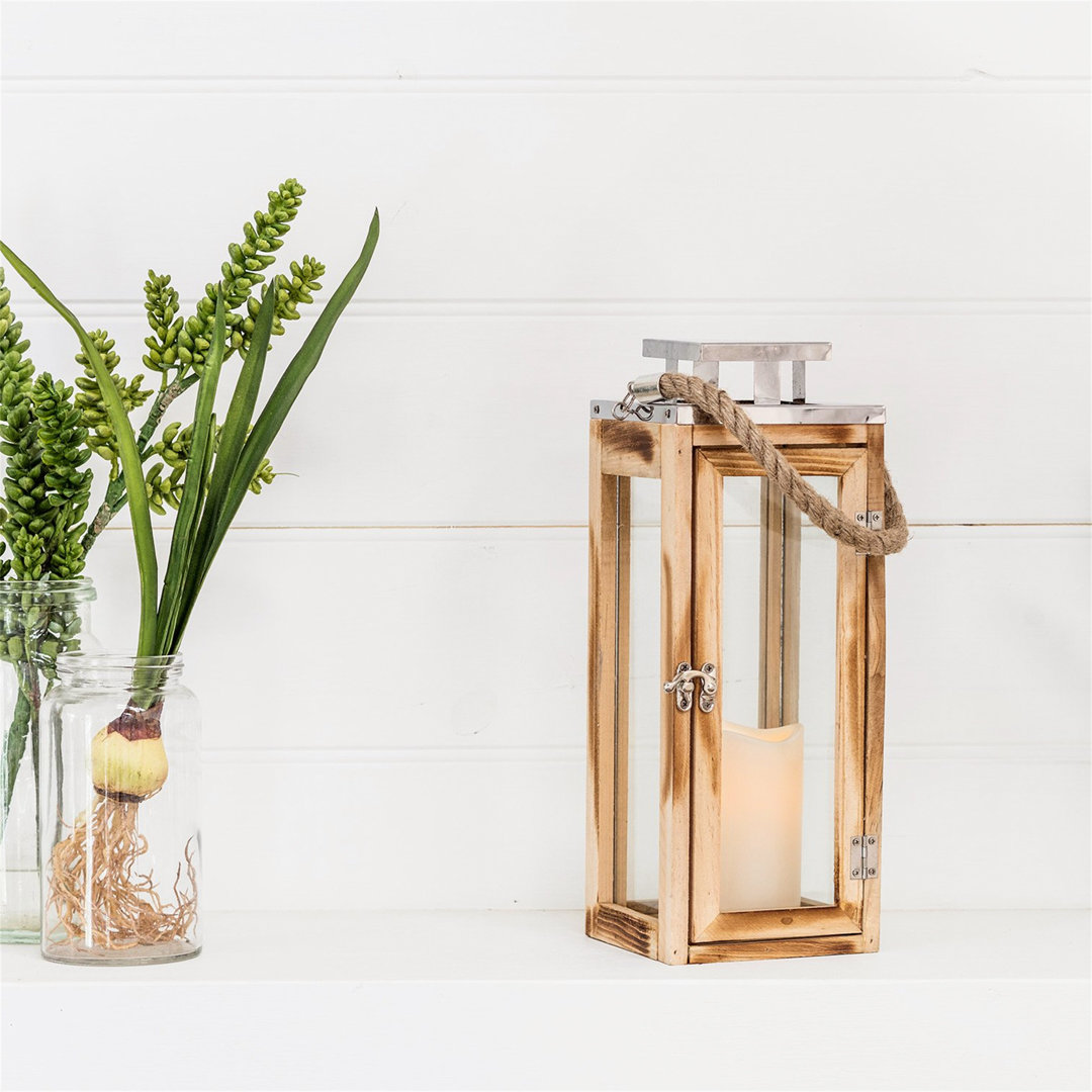 Kelsey 26cm Battery Powered Integrated LED Square / Rectangular Lantern with Electric Candle