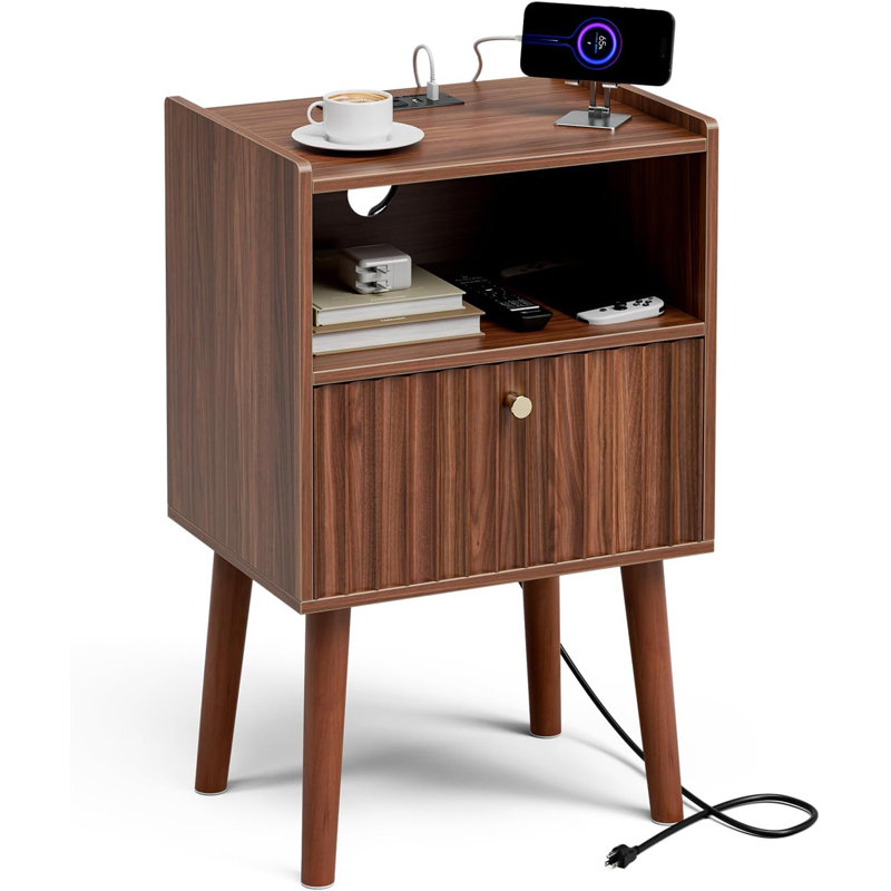 Side Table With Charging Station