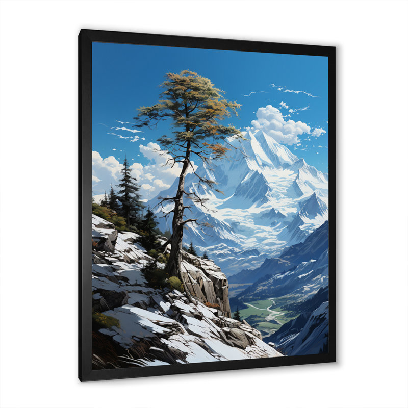 «Pine Tree Winter Solitude», reproduction d'un seul cadre photo sur toile, Cadre photo noir, H 20 po x l 12 po x P 1 po
