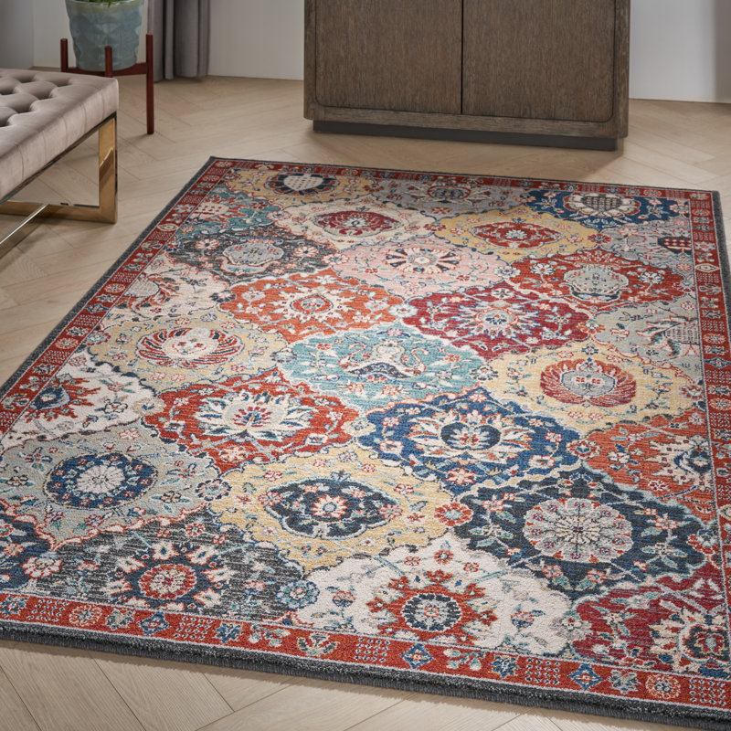 Wool Floral Indoor Rug, Rectangle 5'3" x 7'5"