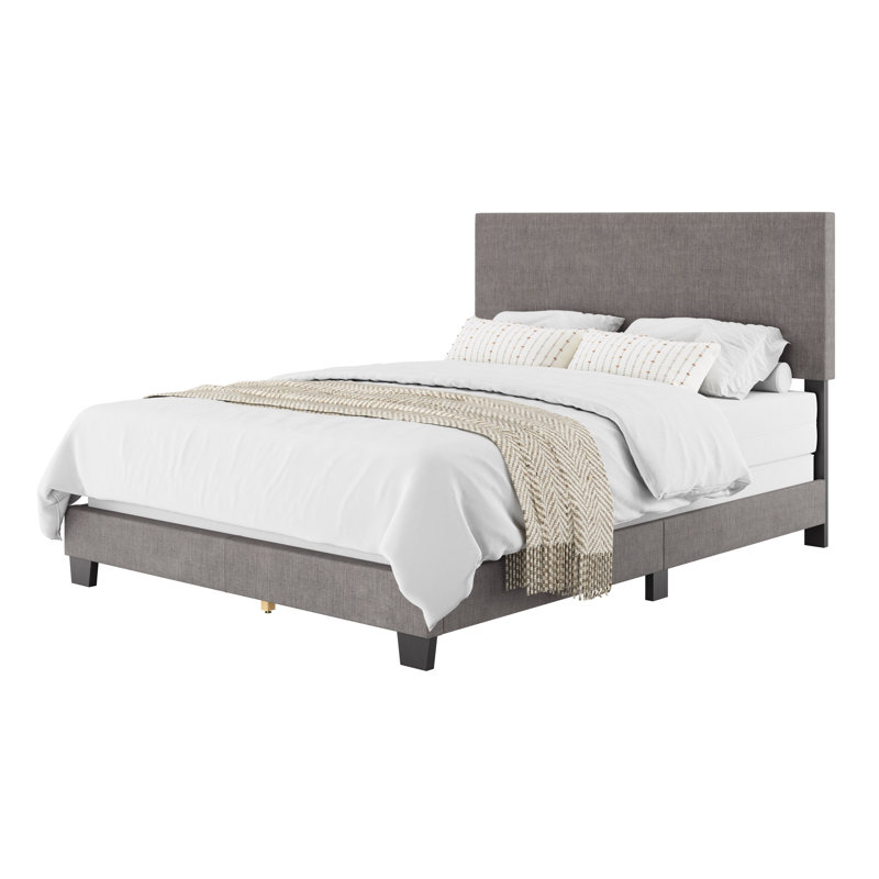 Lit tapissier Arlea, Grand, Polyester gris foncé