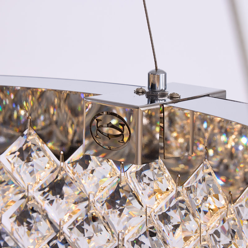 Lustre carré en cristal de 24 po de style perle moderne