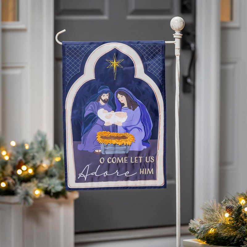 Drapeau de jardin «Come Let Us Adore him»