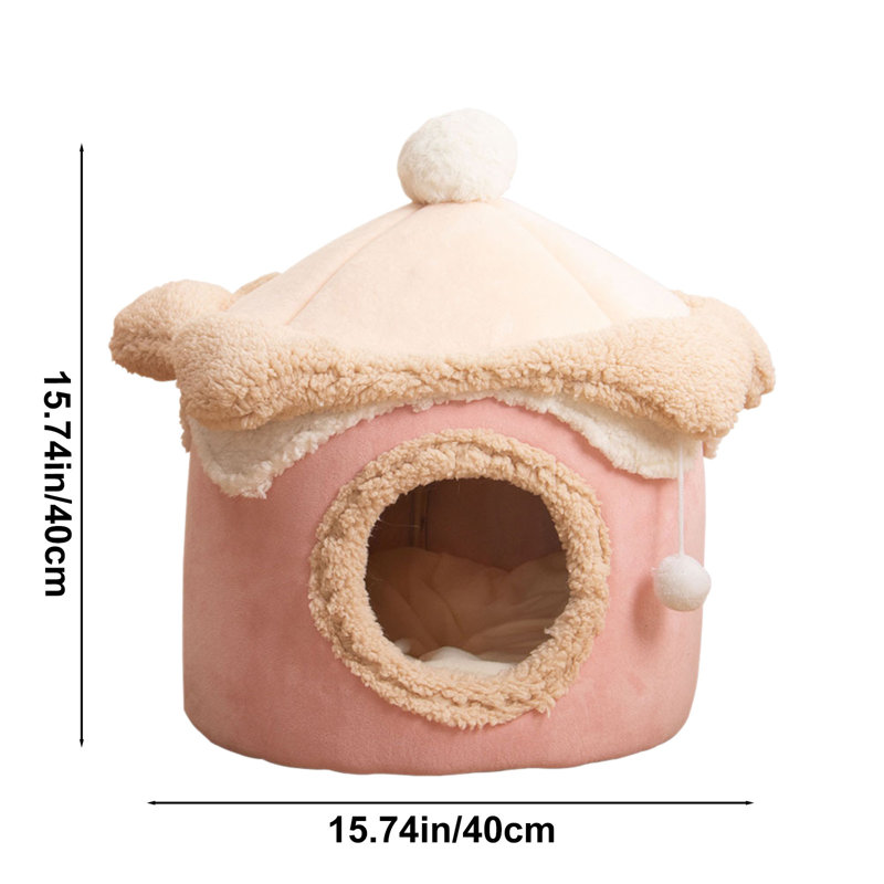 Lit pour chien mignon et chaud 15,7 x 15,7 x 15,7 po Ice Cream House, Rose