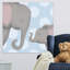 «Elephant Mommy and Baby on Blue», impression-26547956-49378385