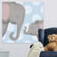 «Elephant Mommy and Baby on Blue», impression-26547956-49378390