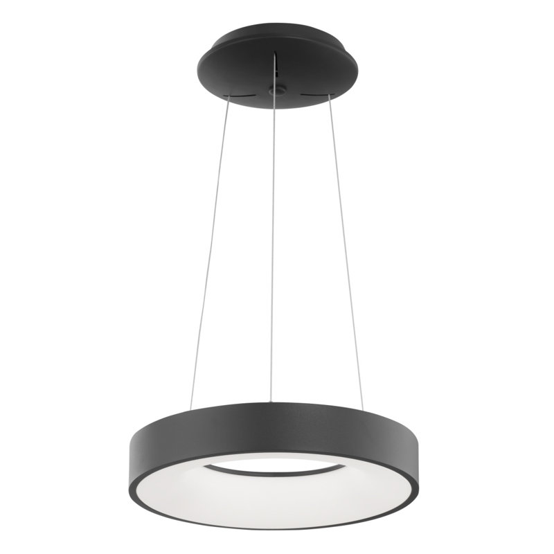 1 - Light LED Drum Pendant, 120cm H x 38cm W x 38cm D, Black