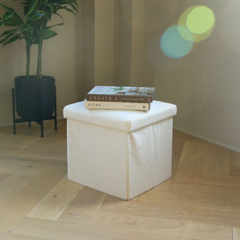  Repose-pieds avec rangement Go-Poufs Knock-Down 15 po x 15 po x 15 po |, Mélange de coton blanc
