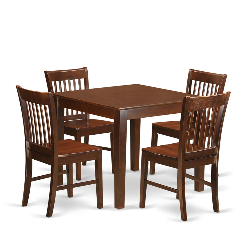 Ensemble de salle à manger 5 pièces comprenant une table de salle à manger carrée et 4 chaises de salle à manger en acajou