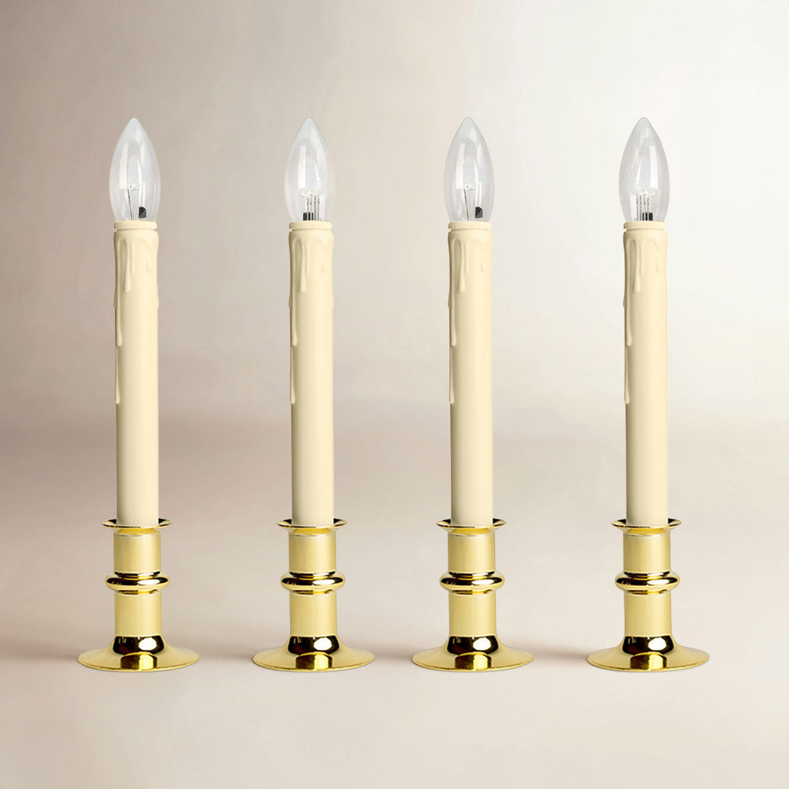 Dual Intensity Battery LED Window Candle, Brass