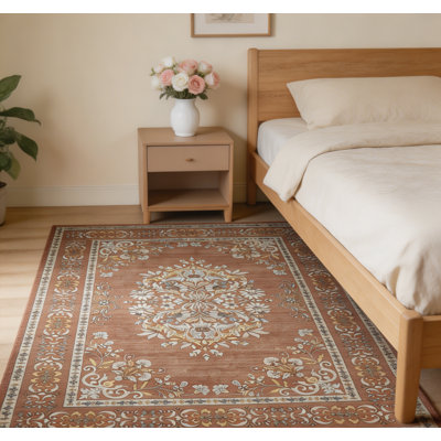 Area Rugs Living Room Washable Vintage Rug Neutral Non-Slip Soft Stain Resistant Indoor Carpet for Bedroom Nursery Dining Room