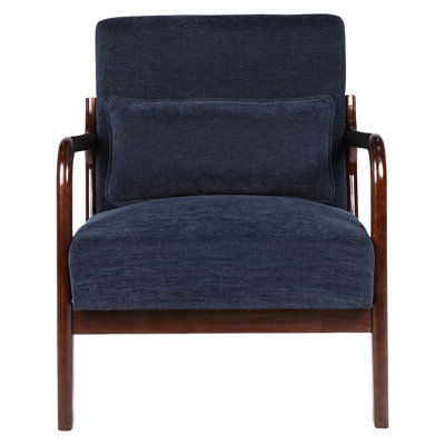 Fauteuil Mid-Century moderne, fauteuil d'appoint avec structure en bois massif et coussin lombaire amovible pour le salon, la chambre à coucher, le bureau