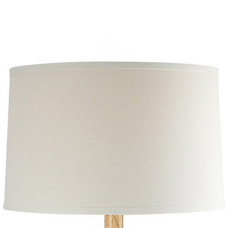Lampe de table hydrocal 28 po, abat-jour tambour, base géométrique incurvée, brun