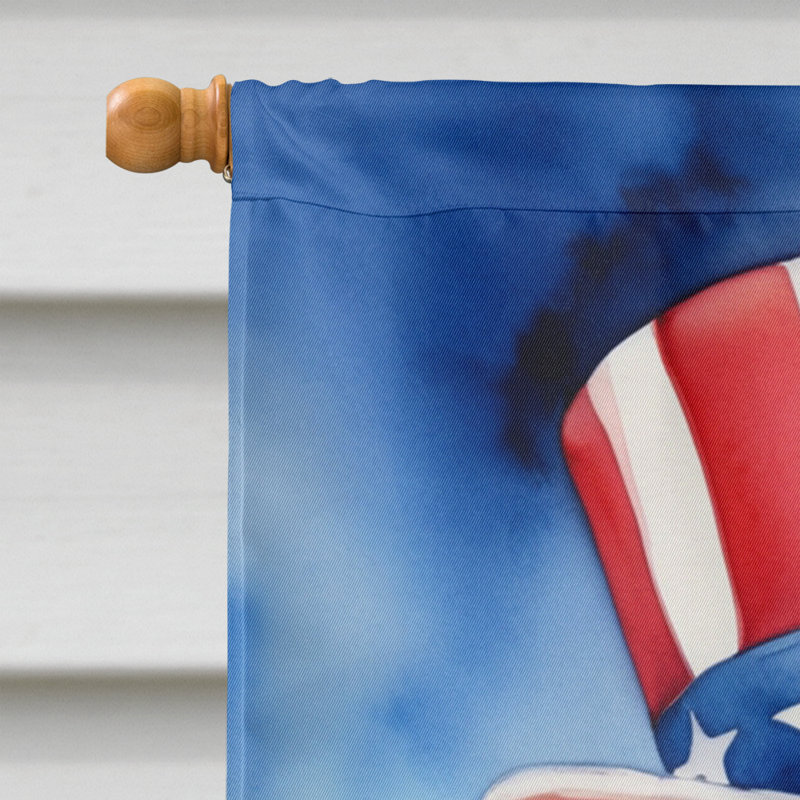 Patriotic American House Flag, Black Pug