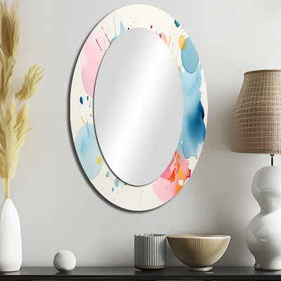 Collage de couleurs pastel encre géométrique IV - Miroir mural moderne ovale
