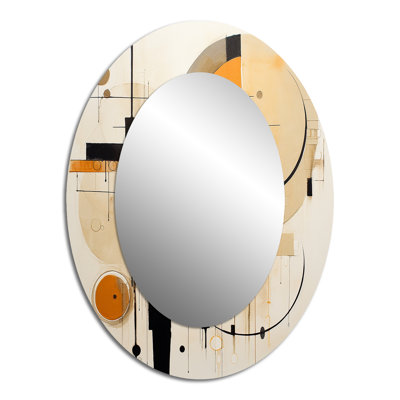 A Sense Of Timelessness Watercolor Yellow Black II - Modern Oval Wall Mirror