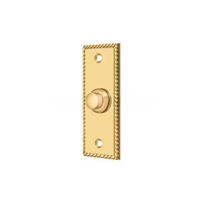Bouton Ackeron, rectangulaire avec motif de corde en laiton poli PVD