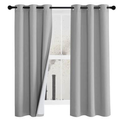 4-in-1 PM2.5 Particles Noise Blackout Thermal Insulation Curtains Heavy-Duty Full Light Shading Drapes with Detachable Liner for Villa/Hall/Dorm