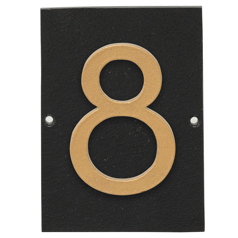 Floating 1-Line Wall Address Plaque, Black, Gold, Yes