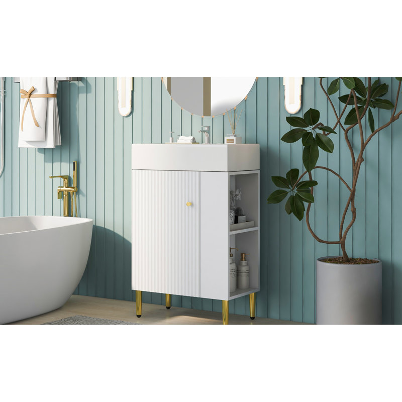 Meuble-lavabo blanc 21,6 po, Blanc