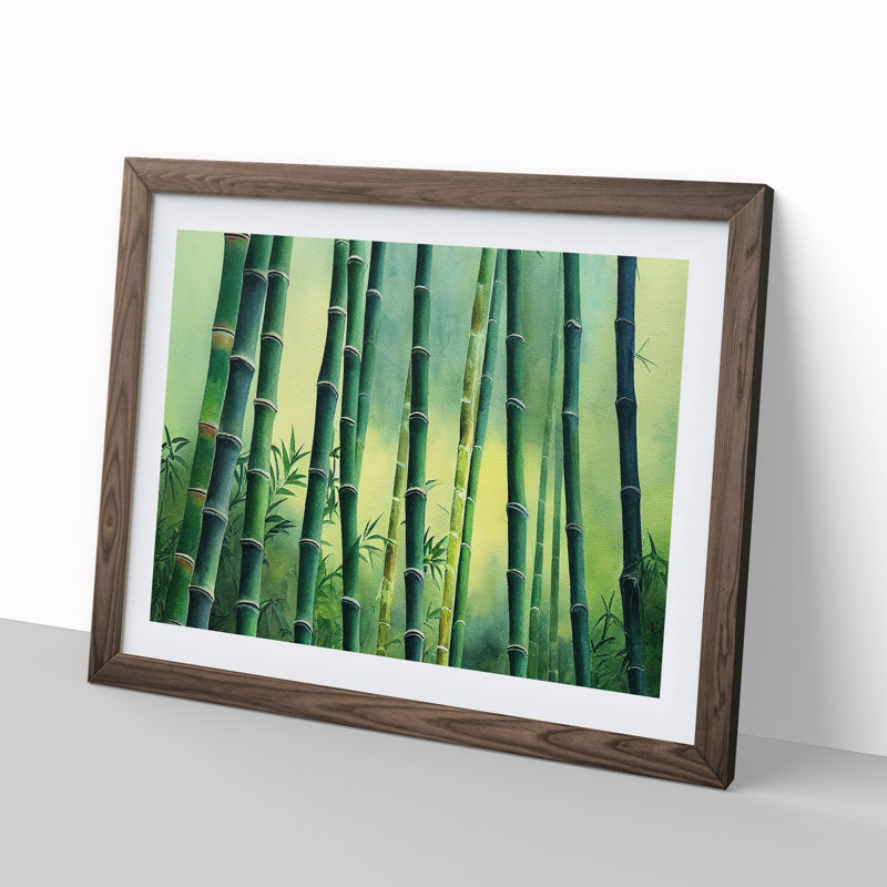 Bamboo Forest Scene - Framed Print, 25cm H x 34cm W x 2cm D, Walnut