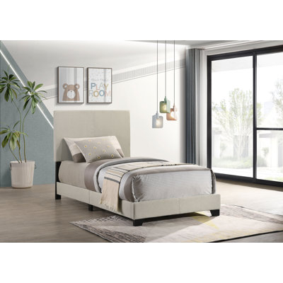 Dorian Fabric Upholstered Twin Panel Bed Cream by Ebern Designs