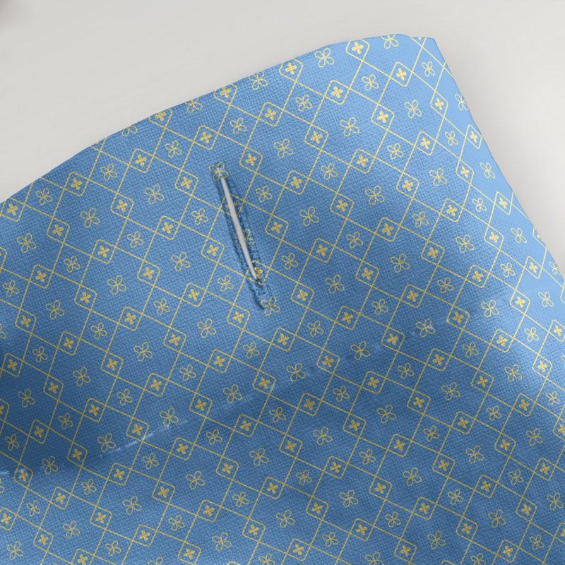 Rideau de douche simple Katelyn Elizabeth, Bleu / Jaune