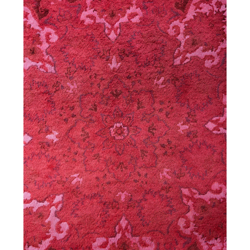 Overdyed Hand-Knotted Wool Modern-Contemporary Pink Area Rug 8' 0" x 10' 5"