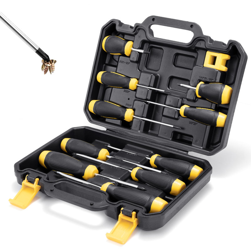 Magnetic Screwdriver Set 10-piece, With Sturdy Tool Box