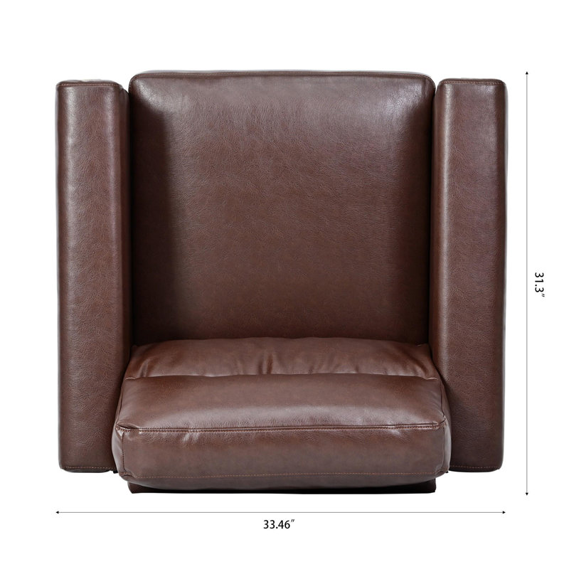 Modern simple upholstered single sofa with high resilience foam seat cushion, Brown