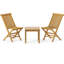 Ensemble bistro 3 pièces en bois de teck avec 2 chaises pliantes et table d'appoint carrée naturelle-462808827