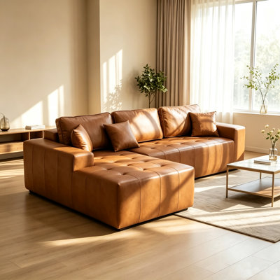 4-Piece Faux Leather L-Shaped Compression Sectional Sofa